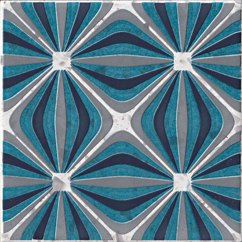Декоративные элементы Cir Venezia Ins. Griccia Turchese 1060983, цвет синий, поверхность матовая, квадрат, 200x200