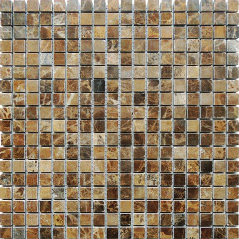 Мозаика Caramelle Mosaic Pietrine Emperador Dark Pol 15X15 4mm, цвет коричневый тёмный, поверхность полированная, квадрат, 305x305