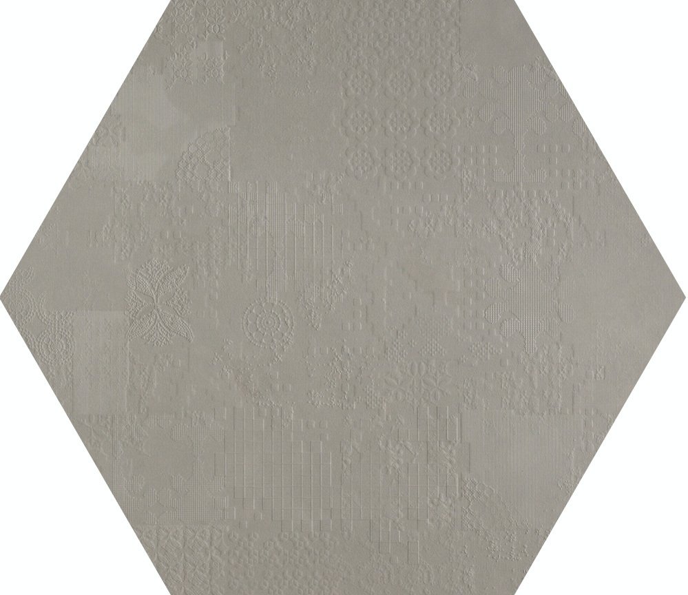 Керамогранит Mutina Dechirer Decor esagona Grigio PUDD72, цвет серый, поверхность матовая, квадрат, 600x600