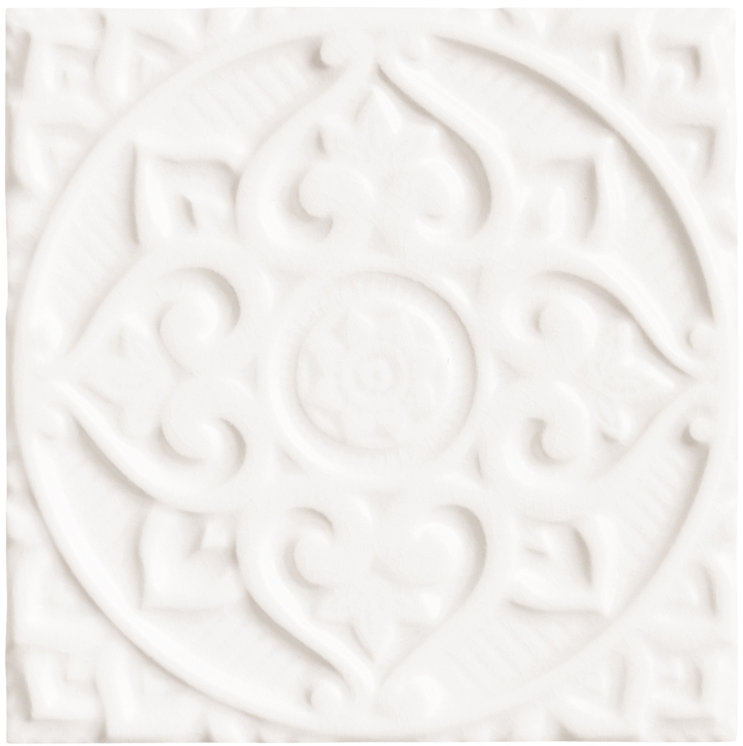Керамическая плитка Adex Earth Relieve Mandala Energy Navajo White ADEH4004, цвет белый, поверхность структурированная, квадрат, 150x150
