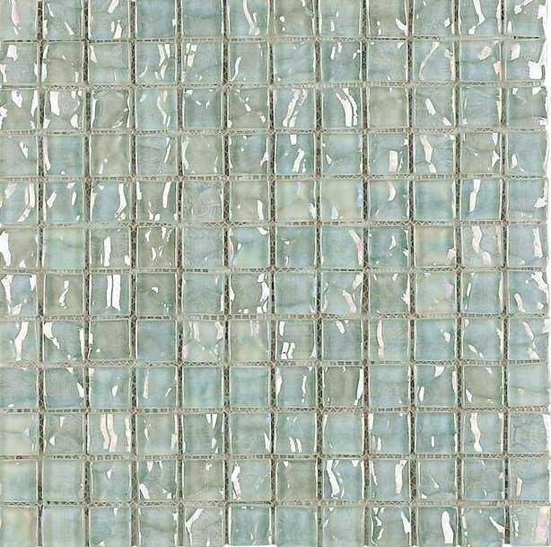 Мозаика Dune Glass Mosaics Cayman Nacar 185396, цвет голубой, поверхность глянцевая, квадрат, 300x300