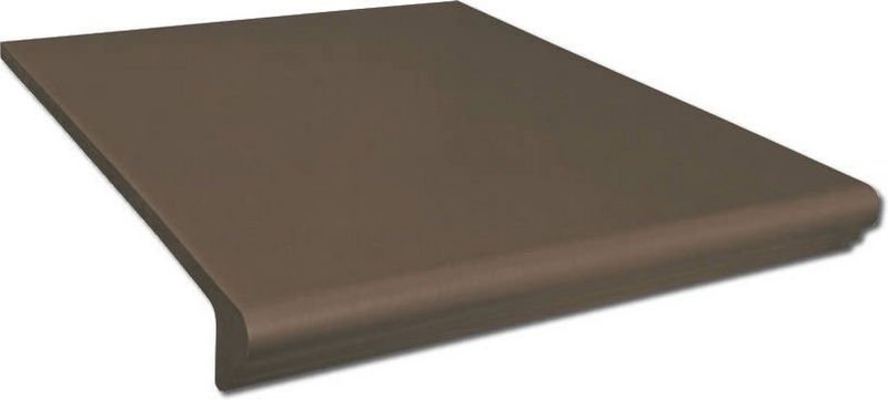 Ступени Opoczno Simple Brown Kapinos Prosty, цвет коричневый, поверхность матовая, прямоугольник с капиносом, 300x333