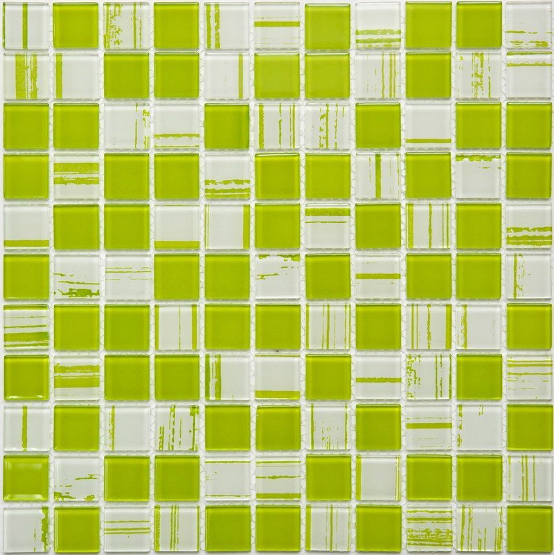Мозаика NS Mosaic S-463, цвет зелёный, поверхность глянцевая, квадрат, 300x300