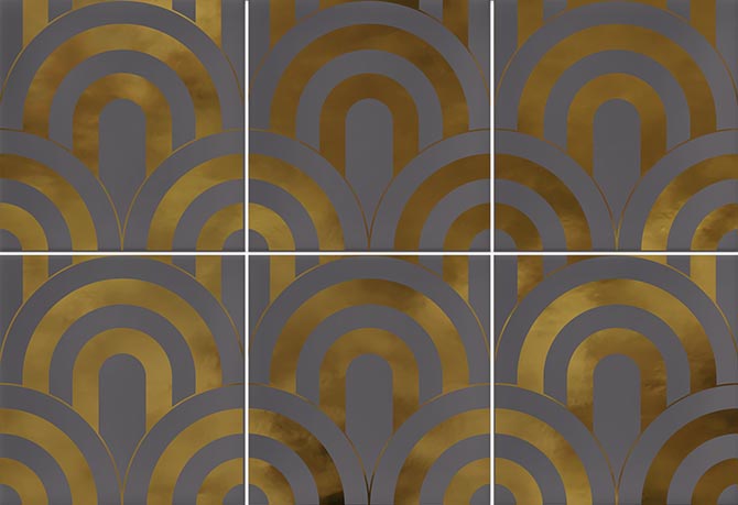 Керамическая плитка Vives Hanami Takada Marengo Oro VIV-HAN-072, цвет серый, поверхность глянцевая, прямоугольник, 230x335
