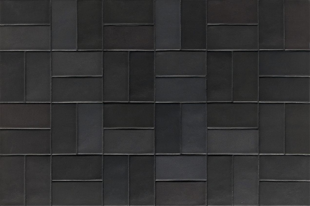 Керамогранит Mutina Lane Base Black Bolb05, цвет чёрный тёмный, поверхность матовая рельефная, прямоугольник, 79x160