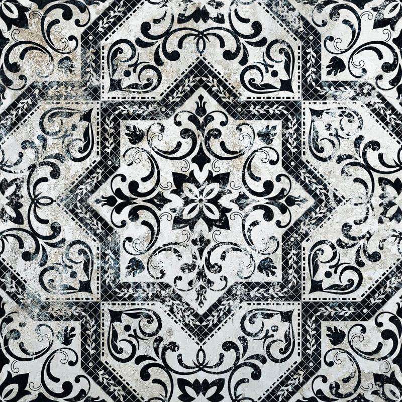 Декоративные элементы Absolut Keramika Mindanao Decor, цвет чёрно-белый, поверхность сатинированная, квадрат, 600x600