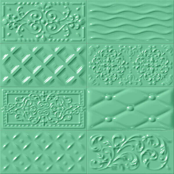 Декоративные элементы Vives Rivoli Raspail Oliva, цвет зелёный, поверхность глянцевая, кабанчик, 100x200