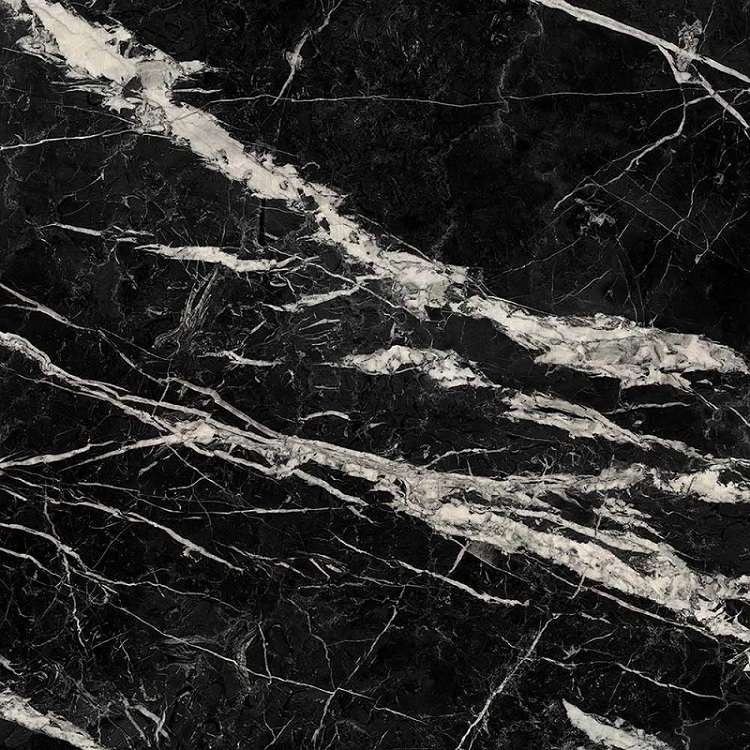 Керамогранит Urbatek Marquina Black Nature 100302683, цвет чёрно-белый, поверхность натуральная, квадрат, 1200x1200
