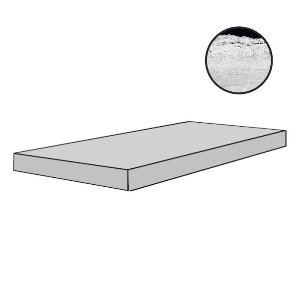 Ступени Floor Gres B&W Marble Flow Naturale Gr.Sx 767444, цвет чёрно-белый, поверхность матовая, прямоугольник, 330x1200