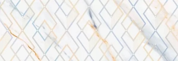 Керамическая плитка Eletto Ceramica Calacatta Fantasy Decor, цвет белый коричневый голубой, поверхность глянцевая, прямоугольник, 242x700