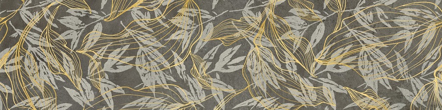 Декоративные элементы Cerrad Softcement Decor Graphite Flower Rect., цвет серый золотой, поверхность матовая, прямоугольник, 297x1197