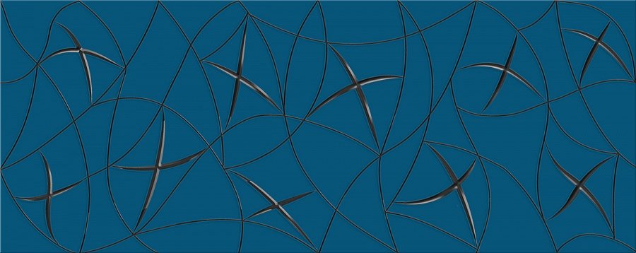 Декоративные элементы Azori Vela Indigo Stella, цвет синий, поверхность глянцевая, прямоугольник, 201x505