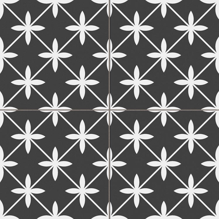 Керамогранит Prissmacer Star Black Pre., цвет чёрно-белый, поверхность матовая, квадрат, 450x450