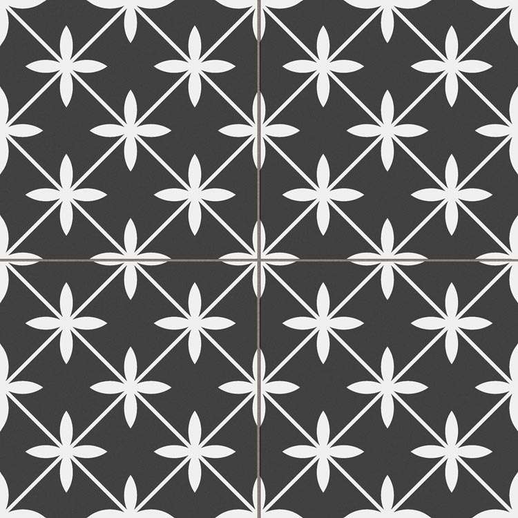 Керамогранит Prissmacer Star Black Pre., цвет чёрно-белый, поверхность матовая, квадрат, 450x450
