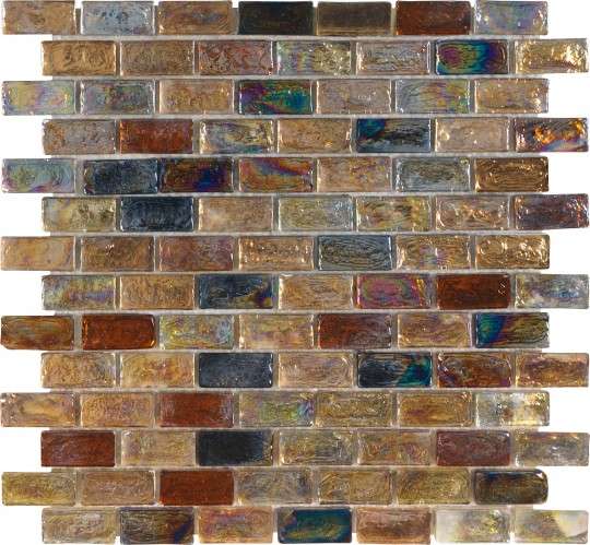Мозаика Dune Glass Mosaics Magic 187272, цвет разноцветный, поверхность глянцевая, под кирпич, 305x305