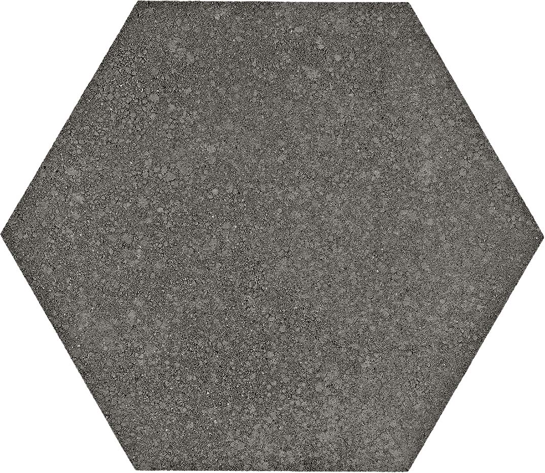Керамогранит Vallelunga Terrae Esagona Piombo VTEE40, цвет чёрный, поверхность матовая, шестиугольник, 190x220