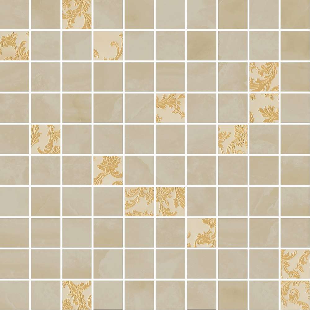 Мозаика Versace Marble Mos.T100 Dec Beige 240824, цвет бежевый, поверхность лаппатированная, квадрат, 291x291