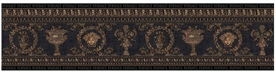 Бордюры Versace Maximvs Fascia Nero/Oro Lux G0067690, цвет чёрный золотой, поверхность полированная, прямоугольник, 300x1200