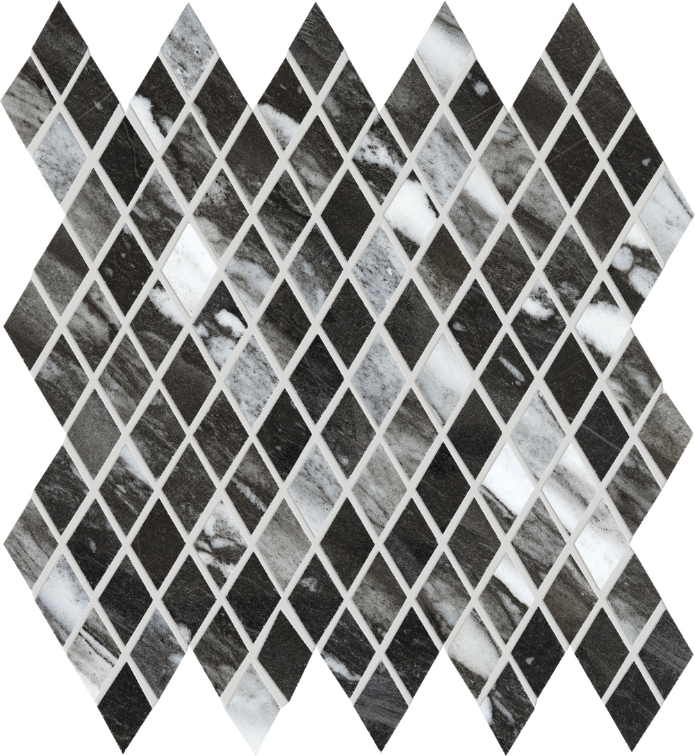 Мозаика Emilceramica (Acif) Tele Di Marmo Losanghe Xs Calacatta Renoir Lapp EDT4, цвет чёрно-белый, поверхность лаппатированная, ромб, 282x291