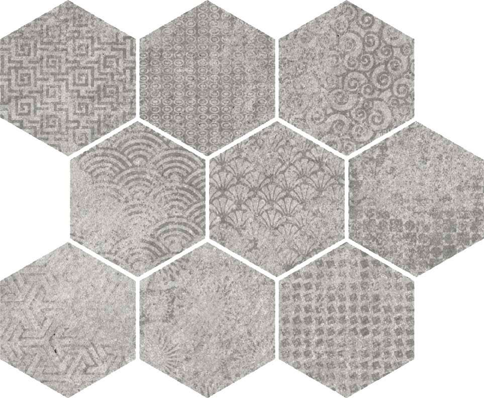 Мозаика Vives Raw-SP Gris, цвет серый, поверхность матовая, прямоугольник, 330x270
