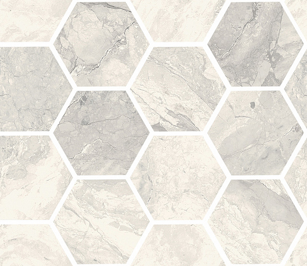Мозаика Sant Agostino Mystic Maxi Class Kry Pearl CSAMCMPK34, цвет серый, поверхность полированная, шестиугольник, 300x345