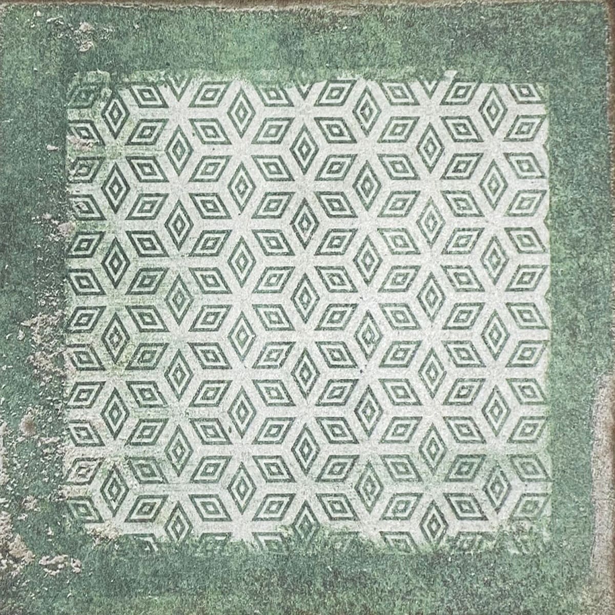 Керамическая плитка Decocer Toscana Green Deco, цвет зелёный, поверхность матовая, квадрат, 200x200