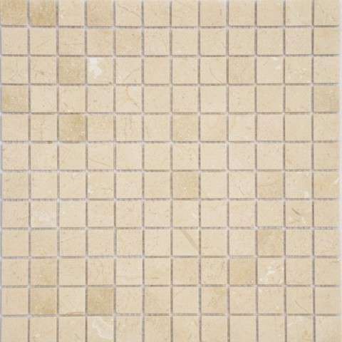 Мозаика Caramelle Mosaic Pietrine Crema Marfil Pol 23X23 4mm, цвет бежевый, поверхность полированная, квадрат, 298x298