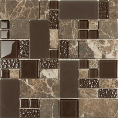 Мозаика NS Mosaic S-817, цвет коричневый, поверхность глянцевая, квадрат, 298x298