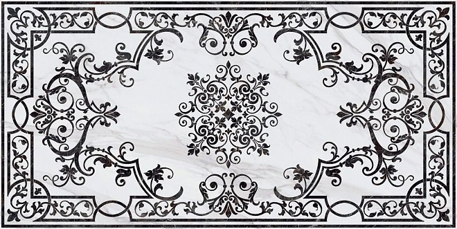 Декоративные элементы Kerama Marazzi Ковры SG591702R, цвет чёрно-белый, поверхность глянцевая, прямоугольник, 1195x2385