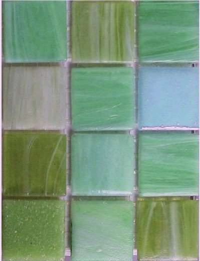 Мозаика JNJ Mosaic Интерьерные Cмеси 200x200 V-0372 Green Blue, цвет зелёный, поверхность глянцевая, квадрат, 200x200