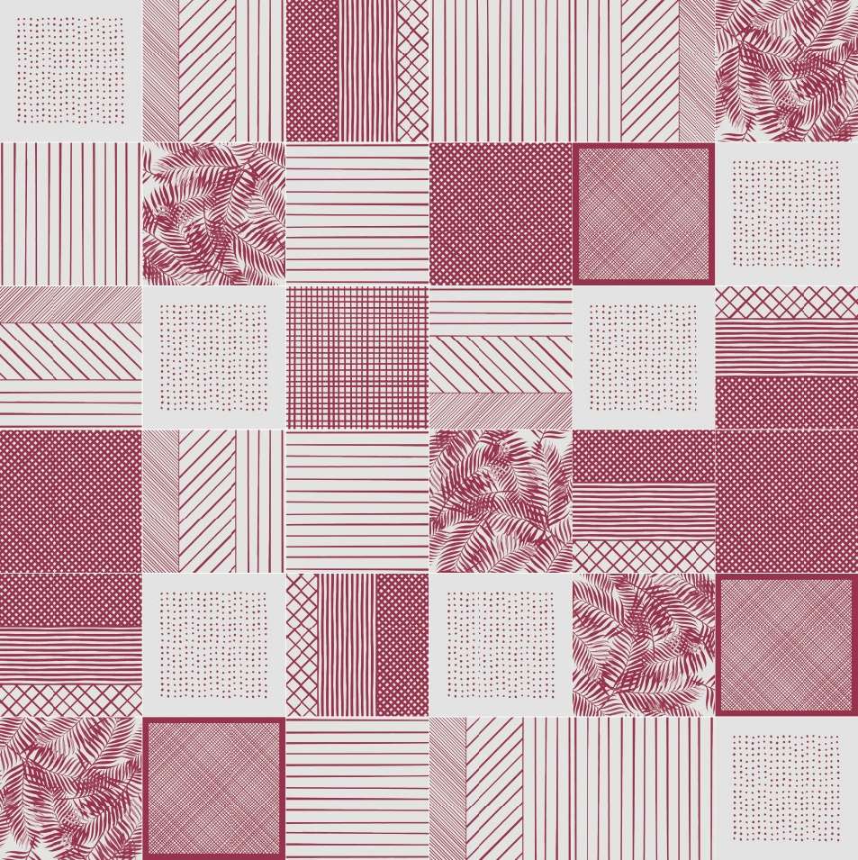 Декоративные элементы Savoia Colors Textile Rosso S19121DET, цвет красный, поверхность глянцевая, квадрат, 216x216