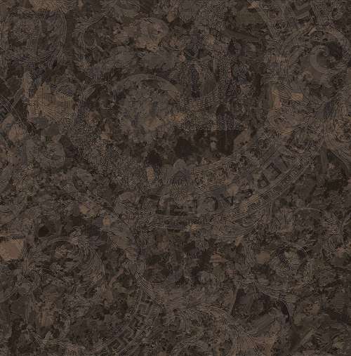 Керамогранит Versace Meteorite Mega Moka Ret 47032, цвет коричневый, поверхность натуральная, квадрат, 600x600