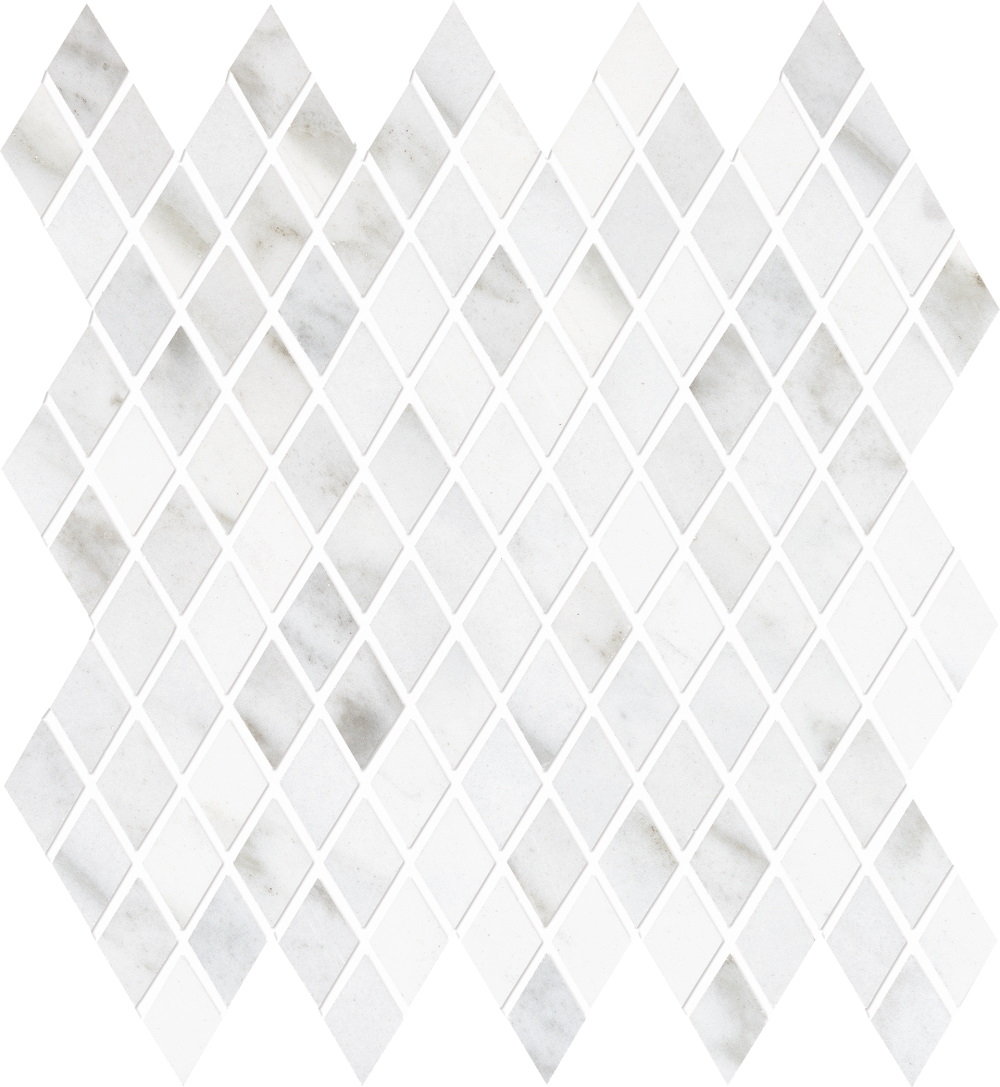 Мозаика Emilceramica (Acif) Tele Di Marmo Losanghe Xs Statuario Michelangelo Lapp EDT1, цвет белый серый, поверхность лаппатированная, ромб, 282x291