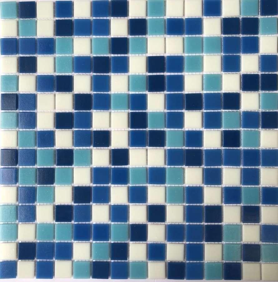 Мозаика Pixel Mosaic Мозаика из стекла PIX106, цвет белый синий голубой, поверхность глянцевая, квадрат, 316x316