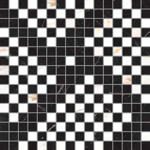 Мозаика Vallelunga Cava Mos Tappeto Satin 6000897, цвет чёрно-белый, поверхность сатинированная, квадрат, 300x300