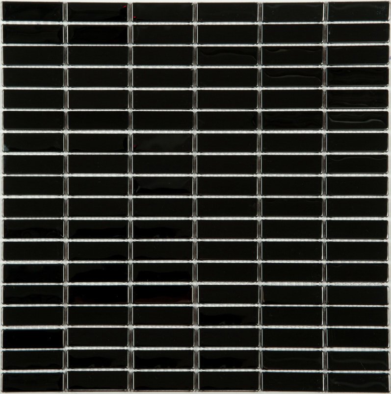 Мозаика NS Mosaic M-602, цвет чёрный, поверхность глянцевая, прямоугольник, 305x298