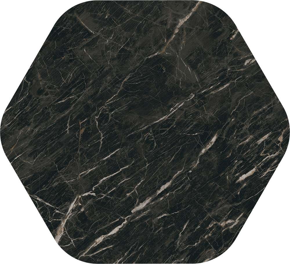 Керамогранит Vives Marblelous Pietra Wailea, цвет чёрный, поверхность матовая, шестиугольник, 1100x1200