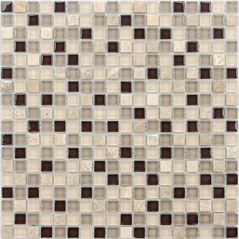 Мозаика Caramelle Mosaic Naturelle Island 4mm, цвет бежевый, поверхность глянцевая, квадрат, 305x305