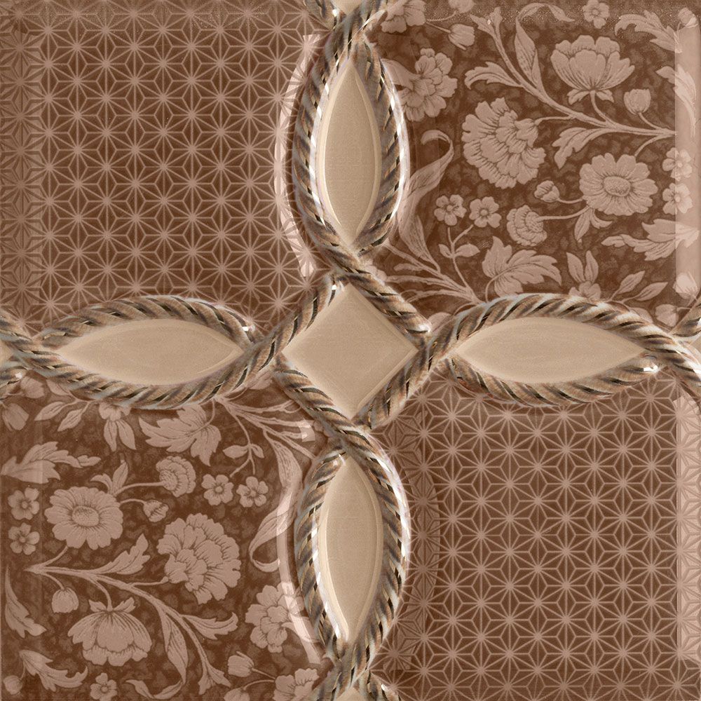 Декоративные элементы CAS Mediterraneo Decor Capri Siena, цвет коричневый, поверхность глянцевая, квадрат, 200x200