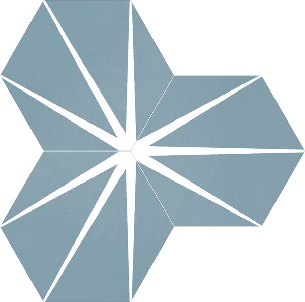 Керамогранит Apavisa Starline Blue Natural Hexagon, цвет голубой, поверхность матовая, шестиугольник, 250x290
