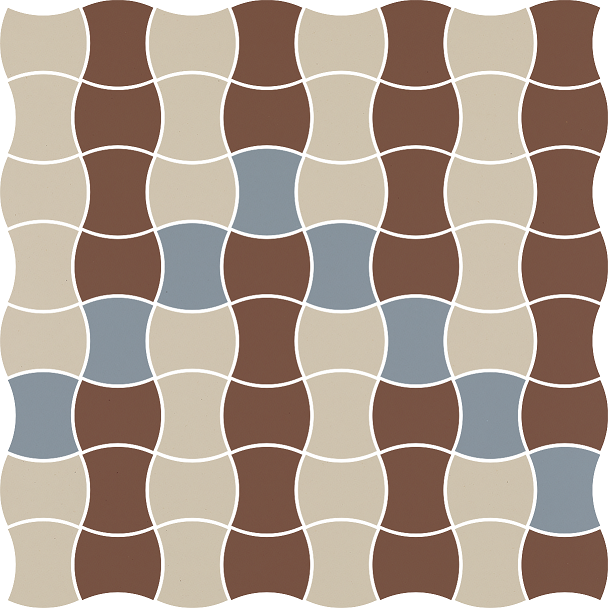Мозаика Paradyz Modernizm Bianco Mozaika Prasowana K.3,6X4,4 Mix B, цвет белый коричневый синий, поверхность матовая, квадрат, 309x309