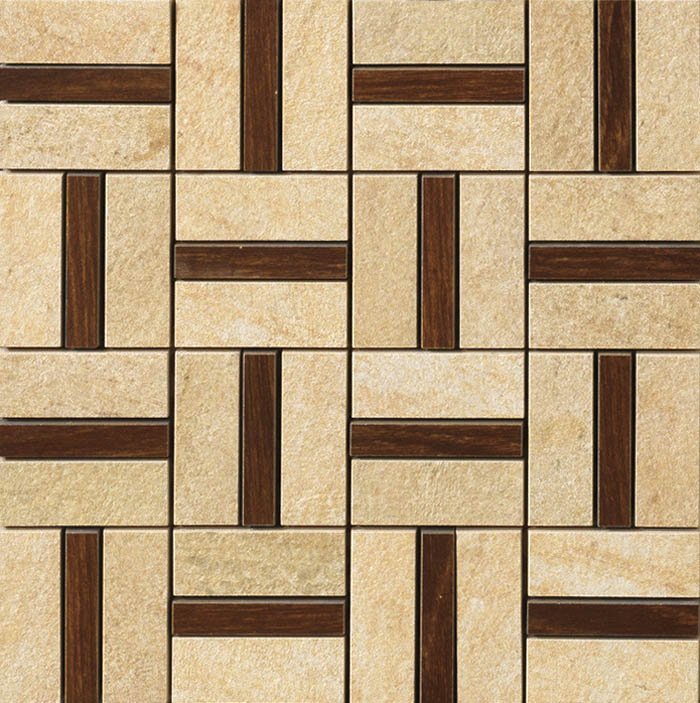 Мозаика Panaria Mos Bioarch Wood Spaz Gialla PGZBK25, цвет бежевый, поверхность матовая, квадрат, 300x300