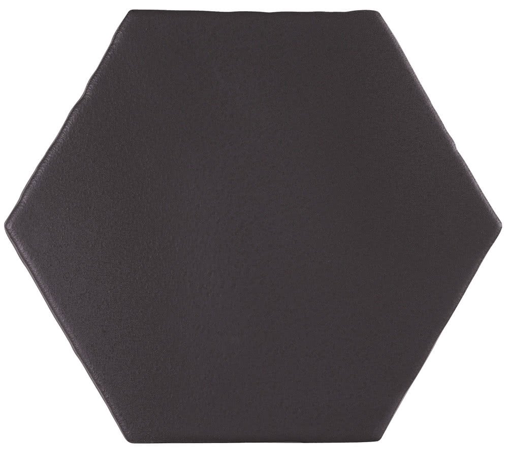 Керамическая плитка Cevica Marakech Negro Hexagon, цвет чёрный тёмный, поверхность матовая, шестиугольник, 150x150