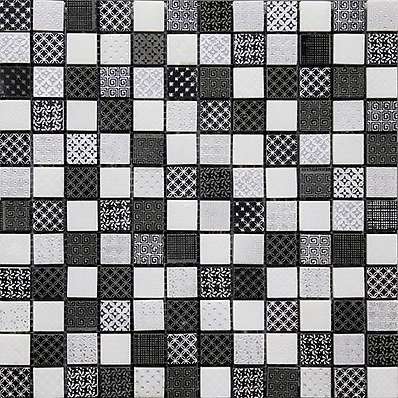 Мозаика Skalini Devon DVN-2, цвет чёрно-белый, поверхность глянцевая, квадрат, 300x300