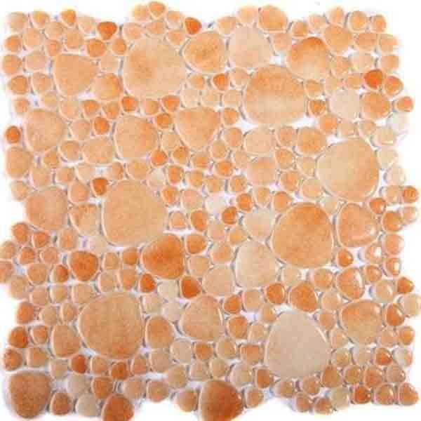 Мозаика Chakmaks Pebble D.210, цвет оранжевый, поверхность глянцевая, квадрат, 290x290