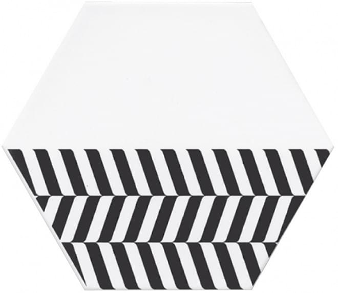 Декоративные элементы Kerama Marazzi Декор Буранелли NT\B207\24001, цвет чёрно-белый, поверхность матовая, шестиугольник, 200x231