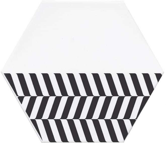 Декоративные элементы Kerama Marazzi Декор Буранелли NT\B207\24001, цвет чёрно-белый, поверхность матовая, шестиугольник, 200x231