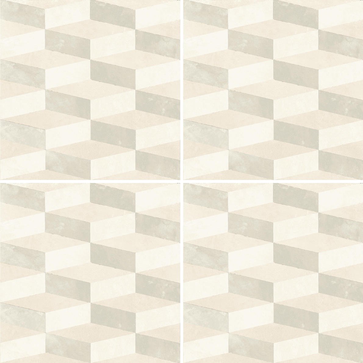 Керамогранит Mutina Azulej Cubo Bianco PUA15, цвет бежевый, поверхность матовая, квадрат, 200x200