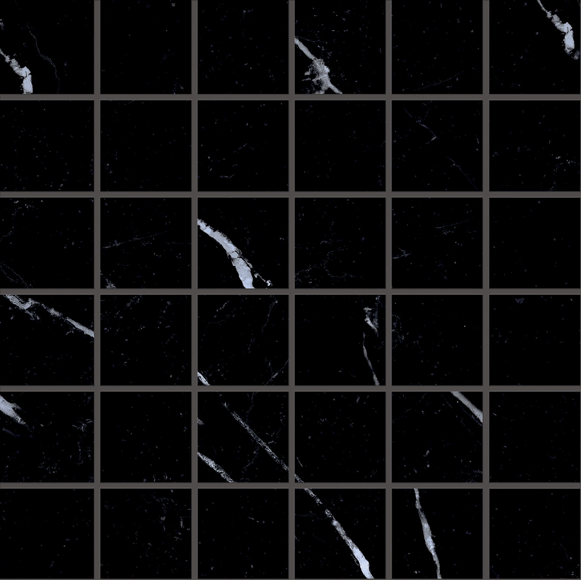 Мозаика Emilceramica (Acif) Tele Di Marmo Selection Mosaico 5X5 Nero Marquinia Lapp EK4Q, цвет чёрный, поверхность лаппатированная, квадрат, 300x300