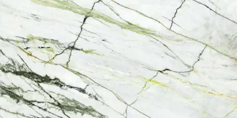 Широкоформатный керамогранит Urbatek Calacatta Green Silk C 100272109C, цвет белый зелёный, поверхность сатинированная, прямоугольник, 1200x2500